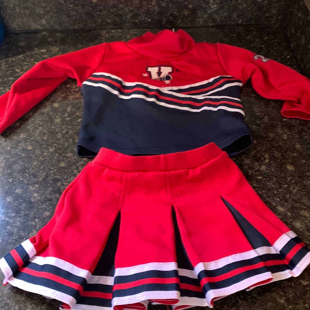 Toddler cheerleading outfit red white and blue